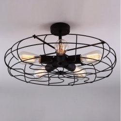 fei Novelty LOFT Industry Wrought Iron Fan Close to Ceiling Light