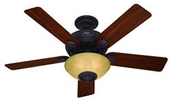 Hunter 59033 Westover Heater Fan 52-Inch New Bronze Ceiling Fan with Five Dark Walnut/Cherry Bla ...