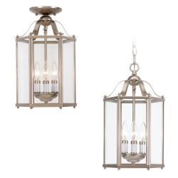 Sea Gull Lighting 5231-962 Bretton Three-Light Semi-Flush Convertible Pendant with Clear Glass P ...