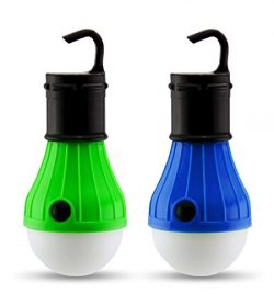 2 PC Camping Lights | Portable LED Light Bulb Fixtures for Camping & Backpacking | Battery P ...