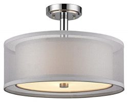 Dolan Designs 1275-26 Double Organza 3 Light Semi Flush mount, Chrome