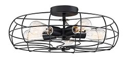 / Kira Home Gage 18″ Industrial 5-Light Fan Style Metal Cage Semi-Flush Mount Ceiling Ligh ...