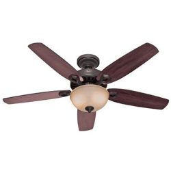 Hunter 53091 Builder Deluxe 5-Blade Single Light Ceiling Fan with Brazilian Cherry/Stained Oak B ...