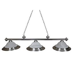 Ozone Brushed Chrome Pool Table Light with Glass Shades