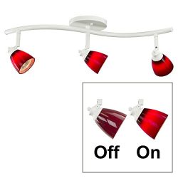 Direct-Lighting 3 Lights Adjustable Track Lighting Kit – White Finish – Red Glass Tr ...