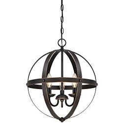 6341800 Stella Mira Three-Light Pendant, Oil Rubbed Bronze Finish with Highlights