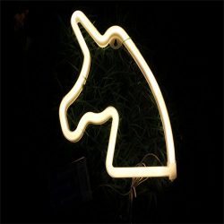 Unicorn Shaped Neon Signs LED Light 8.7×9 Inch Battery or USB Powered Handcrafted Visual Artwork ...