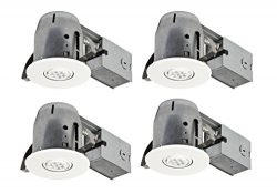 Globe Electric 4″ LED IC Rated Swivel Spotlight Recessed Lighting Kit Dimmable Downlight,  ...