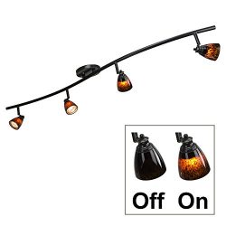 Direct-Lighting 4 Lights Fixed Track Lighting Kit – Dark Bronze Finish – Brown Glass ...