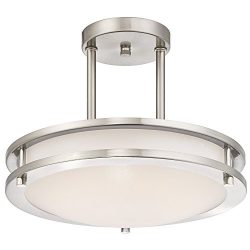 Light Blue™ LED Semi Flush Mount Ceiling Fixture, Antique Brushed Nickel Finish, 3000K Warm Whit ...