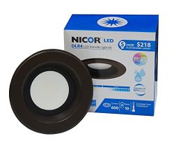 NICOR Lighting Dimmable 600-Lumen 5000K LED Recessed Downlight Retrofit Kit for 4-Inch Housings, ...