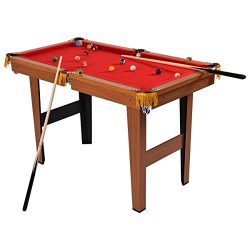 Goplus Mini Pool Table Tabletop Billiard Game Set w/ Cues Balls 48″ and 36″ (Red 48& ...