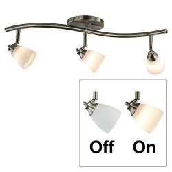 Direct-Lighting 3 Lights Adjustable Track Lighting Kit – Brushed Steel Finish – Whit ...