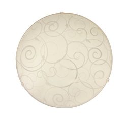 Simple Designs FM3000-WHT Round Flushmount Ceiling Light with Scroll Swirl Design, White