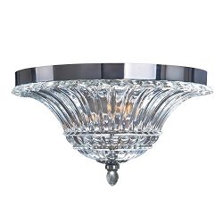 Elegant Designs FM1002-CHR 2 Light Glass Ceiling Light Glacier Petal Flushmount, Chrome