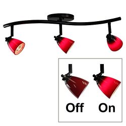 Direct-Lighting 3 Lights Adjustable Track Lighting Kit – Dark Bronze Finish – Red Gl ...