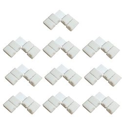 LightingWill 10pcs Pack L Shape Solderless Snap Down 2Conductor LED Strip Connector for Right An ...