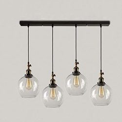 SUSUO Lighting 4-Lights Retro Country Style Clear Glass Island Chandelier Pendant Lighting Fixtu ...