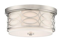 Revel / Kira Home Sienna 13″ 2-Light Flush Mount Ceiling Light + Glass Diffuser, Brushed N ...