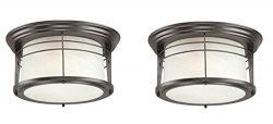 Westinghouse 6674600 Senecaville Two-Light Exterior Flush-Mount Fixture, Weathered Bronze Finish ...