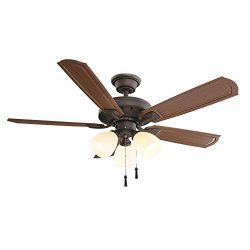 Hampton Bay Tucson 48″ Indoor/Outdoor Ceiling fan with Lights Kit, Oil Rubbed Bronze