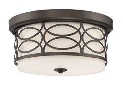 Revel Sienna 13″ 2-Light Flush Mount Ceiling Light + Glass Diffuser, Oil-Rubbed Bronze Finish