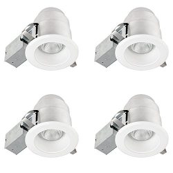 Globe Electric 4-1/2″ IC Rated Ridged Baffle Spotlight Recessed Lighting Kit Dimmable Down ...