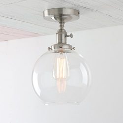 Permo Vintage Ceiling Light 1-lights Pendant Lighting Chandelier with 7.9″ Globe Clear Gla ...