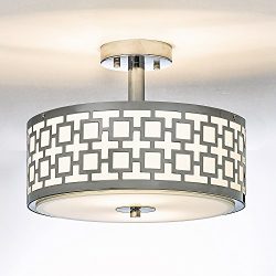 POPILION Chrome Finish Flush Mount Ceiling Light,Ceiling Light Fixture Tempered Glass Acrylic