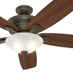 Hunter Fan 60″ Great Room Ceiling Fan in New Bronze with Swirled Marble Glass Light Kit, 5 ...