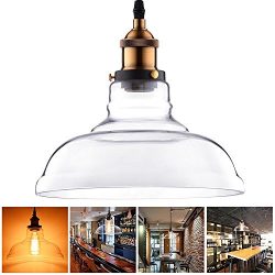 Yescom Hanging Flashlight Shaped Mouth-blown Transparent Glass Shade Vintage Pendent Fixture for ...