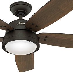 Hunter Fan 52″ Contemporary Ceiling Fan in Noble Bronze with a LED Light Kit and Remote Co ...