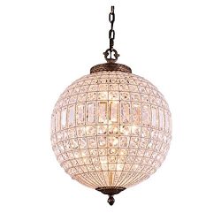 Elegant Lighting 1205 Olivia Collection 3-Light Pendent Lamp with Royal Cut Crystals, 17.5″ ...