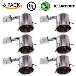 Sunco Lighting 6 PACK – 6″ inch Remodel LED Can Air Tight IC Housing LED Recessed Li ...