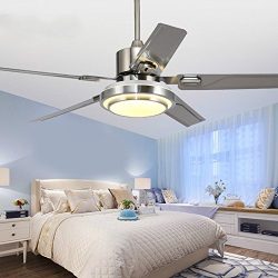 Andersonlight Stainless Steel Ceiling Fan for Modern Living Room Iron Leaves Remote Control Dimm ...