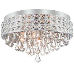 Gemma 15″ 4-Light Flush Mount Crystal Chandelier, Brushed Nickel Finish