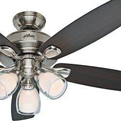 Hunter Fan 52″ Brushed Nickel Finish with Reversible Walnut Blades (Certified Refurbished)