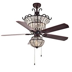 Warehouse of Tiffany CFL-8154BR Charla 4-Light Crystal 52 inch Chandelier Ceiling Fan