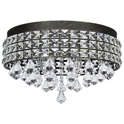 Revel / Kira Home Gemma 15″ 4-Light Flush Mount Crystal Chandelier, Brushed Black Finish