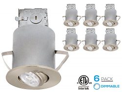 Recessed Lighting Kit: 3-Inch ETL-listed Air Tight IC Housing + Satin Nickel Swivel Trim + LED D ...