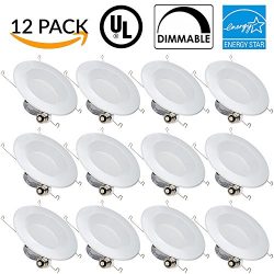 Sunco Lighting 12 PACK – 13W 5/6inch Dimmable LED Retrofit Recessed Lighting Fixture Baffl ...