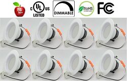 8 Pack 90 CRI Bioluz LED Beveled 10 Watt 4-inch UL-listed Dimmable Retrofit LED Recessed Lightin ...