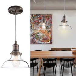 DONGLAIMEI Vintage Clear Glass Pendant Light, Edison Industrial Design Hanging Fixture Lights, S ...