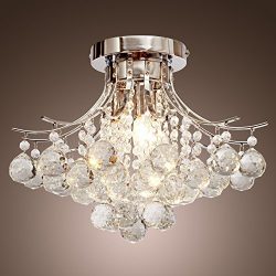 Saint Mossi Chandelier Modern K9 Crystal Raindrop Chandelier Lighting Flush mount LED Ceiling Li ...