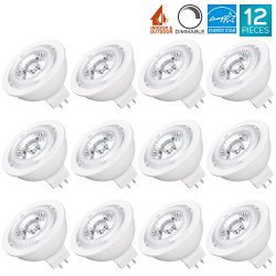 12-Pack MR16 GU5.3 LED Bulbs, Luxrite, 50W Equivalent, 3000K Soft White, Dimmable, 500 Lumens, 7 ...