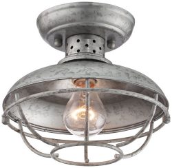 Franklin Park 8 1/2″ Wide Galvanized Outdoor Ceiling Light