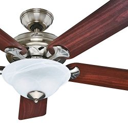 Hunter Fan 52″ Brushed Nickel Ceiling Fan with a Bowl Light Kit and Swirled Marble Glass,  ...