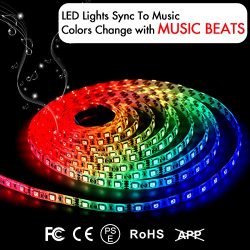 LED Strip Lights LED Lights Sync To Music 16.4Ft/5M LED Light Strip 300 LED Lights SMD 5050 Wate ...