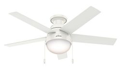 Hunter 46″ Contemporary Low Profile Ceiling Fan with Light Kit in Fresh White (Certified R ...