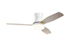 52 Inch Ceiling fans with Light Flush Mount Reversible 3 Blade Remote Light Kit Timing (White)